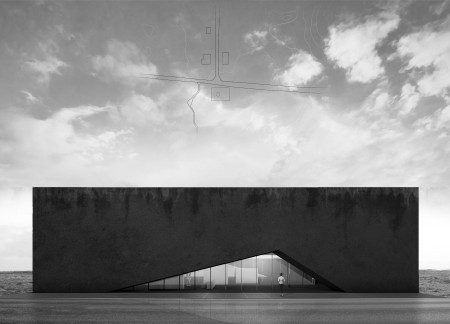 Triangular Concrete Form Integrating Natural Light and Subterranean Spaces in Volcanic Landscape  
