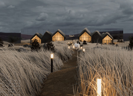 Grass Roof and Reflective Glass Creating Harmonious Retreat in Countryside
