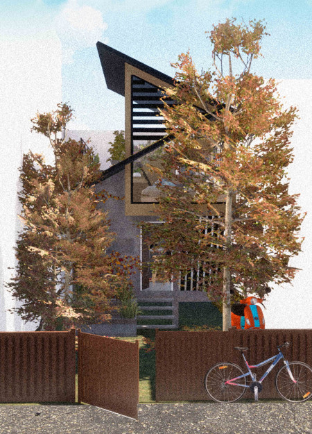 Cross-Laminated Timber Panels Framing a Sustainable Residence with Charred Wooden Shingles