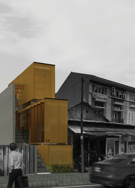 Natural Rattan Facade and Multifunctional Staircase Create Compact Urban Living Space