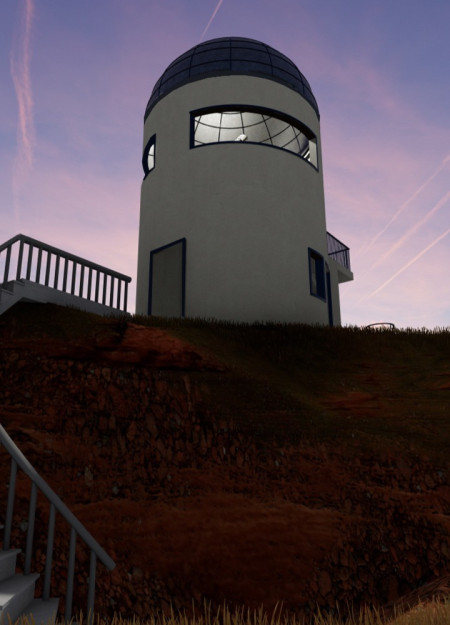 Cylindrical Steel Observatory with Limestone Plaster and Sandbag Insulation in the Golan Heights  