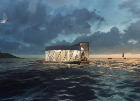 Floating Micro Home Crafted with Composite Materials and Integrated Marine Lab for Ecological Research  