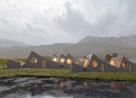 Green Roofs and Reinforced Concrete Create a Fluid Retreat Nestled in Iceland's Landscape