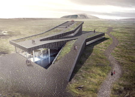 Smoky Timber Facade and Lava Stone Integration in an Educational Volcanology Center  