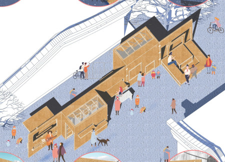 Transparent Solar Panels and Wheat Straw Integration in a Community Hub for Cultural Exchange