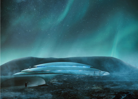 Geothermal Visitor Centre With Reinforced Concrete and Layered Shells Embracing Iceland's Volcanic Landscape