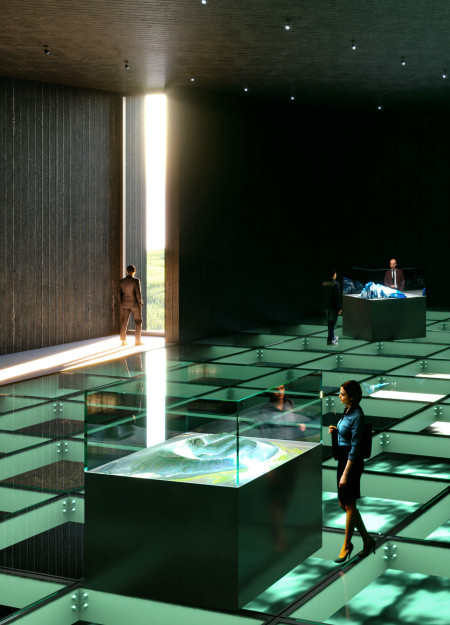 Breathable Spaces Crafted From Fiber-Reinforced Concrete and Frosted Glass in a Geographical Dialogue