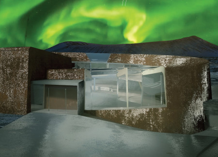 Circular Visitor Center Constructed with Weathered Steel and Multilaminated Wood Overlooking Icelandic Volcano  