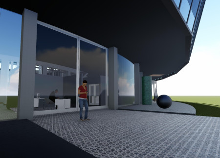 Circular Structure Embracing Glass and Steel in a Geothermal Landscape