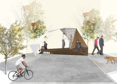Folded Spaces with Solar Panels and Timber Crafting for Community Engagement