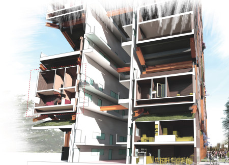 Pyramidal Structure Featuring Prefabricated Panels and Green Roofs Enhancing Urban Living  