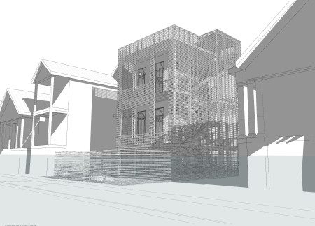 Elevated Garden Above Tradition Using Local Brick and Steel Construction