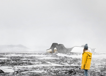 Fluid Forms of Black Concrete and Expansive Glass Incorporate Nature in a Visitor Center Experience