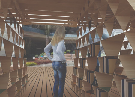 Mirrored Facades and Playwood Interiors Creating Community Interaction in a Modern Reading Space