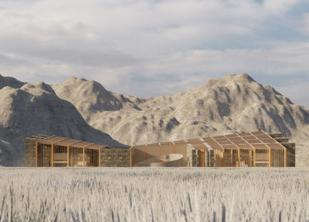 Curvilinear Forms and Local Stone Create a Sustainable Guesthouse Surrounded by Geothermal Landscapes