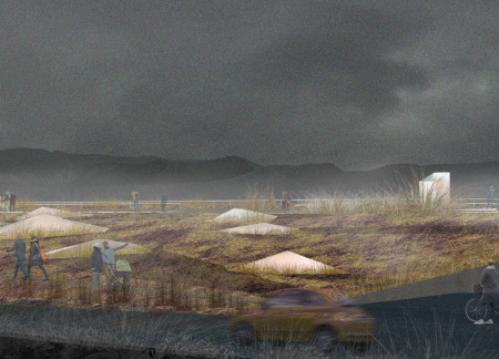 Museum designed with angled concrete canopies and layered exhibition halls for enhanced ecological integration  