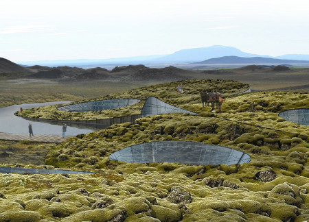 Natural Light Flooded Museum with Green Roof and Reinforced Concrete Elements  