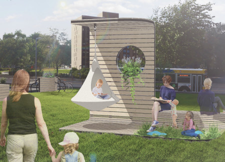 Mild Steel Frames and Wood Slats Create an Engaging Urban Library Experience