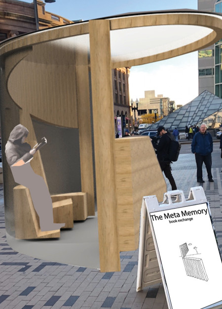 Wedge-Shaped Structure Crafted From Laminated Red Oak and Translucent Coroplast for Community Engagement  
