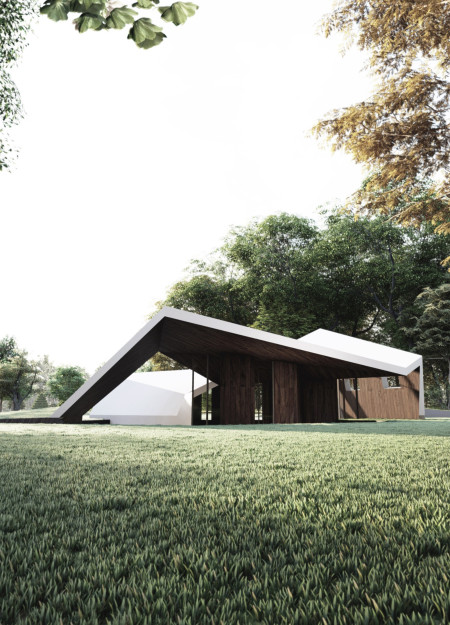 Charred Wooden Shingles Blend With Concrete In An Intimate Garden Sanctuary