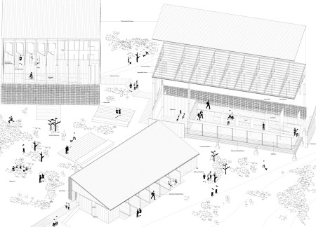 Charred Wooden Shingles and Layered Greenery in a Community-Focused Visitor Centre