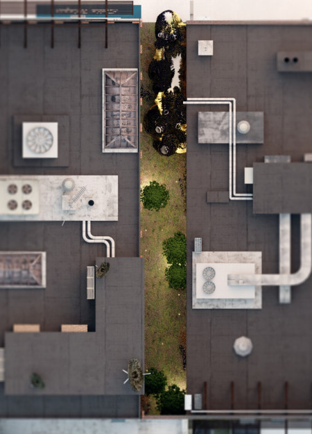 Sculptural Home Crafted with Metal Paneling and Cone-Shaped Windows in a Narrow Urban Alley  