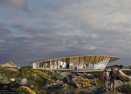 Biophilic Design Featuring Volcanic Stone and Glazing Within a Sustainable Visitor Center  