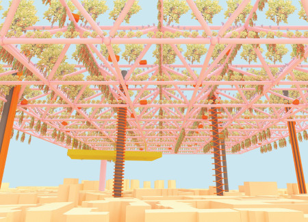 Vertical Farming Integrated Within Biophilic Design Utilizing Steel And Glass Framework  