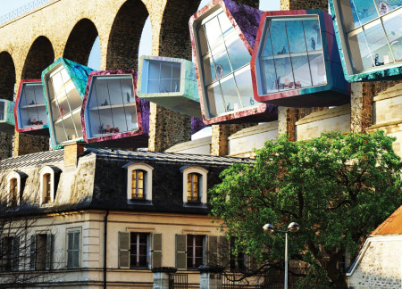 Elevated Community Living Within Historic Roman Arches Featuring Glass Fiber Reinforced Concrete  