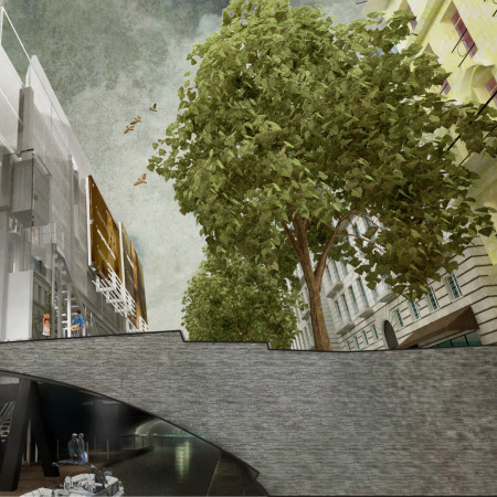 Elevated Living Above the Canal with Reinforced Concrete and a Glass Facade