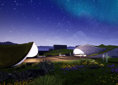 Natural Stone Facade and Green Roof Integration in a Visitor-Centric Educational Facility  
