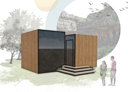Cedar-Clad Microhome with Off-Grid Solar Integration Near Scenic Waterfalls