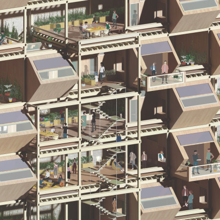 Charred Wood Shingles and Cross-Laminated Timber Form a Flexible Living Community  
