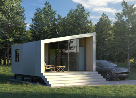 GFRC and Natural Light Define A Modular Home Office Blending Functionality With Nature