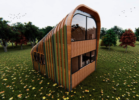 Residential home utilizing cross-laminated timber and charred cedar shingles for sustainable living