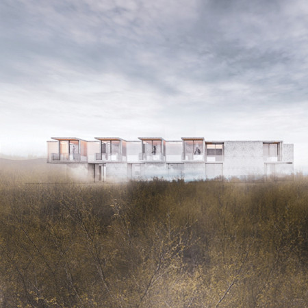 Translucent Glass and Charred Shingles Framing Community Spaces in A Nordic Retreat