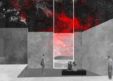 Museum showcasing geological heritage through concrete and natural stone integration  