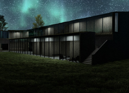 Thermal Guest House Featuring Cross-Laminated Timber and Charred Wood Shingles Seamlessly Integrated with the Landscape