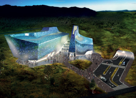 Curvilinear Facade Adorned with Composite Panels Housing a Unique Geological Museum