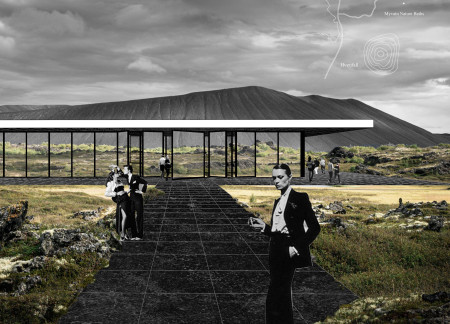 Basalt-Clad Structure Harmonizing Natural Light and Landscape in Icelandic Terrain