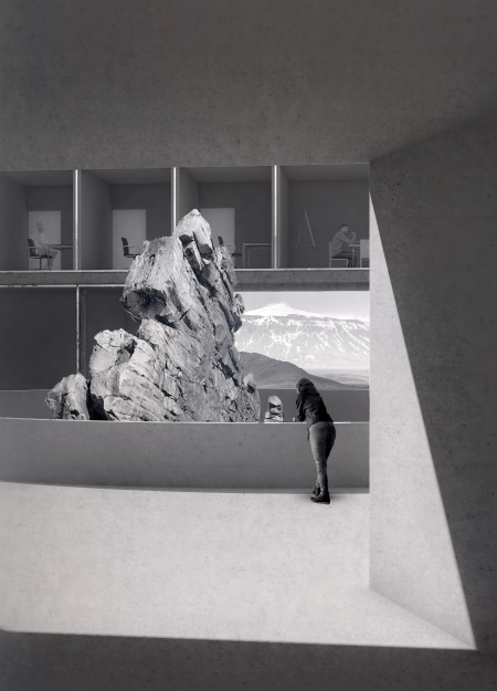 Rammed Earth Foundation With Cross-Laminated Timber Canopy and Green Roof Integration