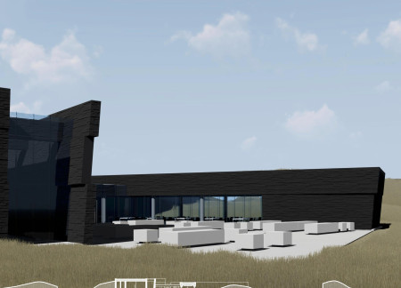Museum with Natural Integration of Glass and Prefabricated Stone Panels in a Volcanic Landscape