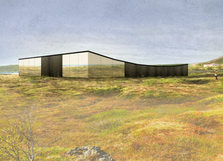 Curvilinear Structure Crafted From Shou-Sugi-Ban Timber Overlooking Mývatn Lake  