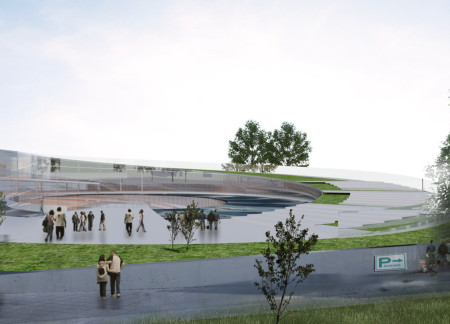 Circular Waterscapes Featuring Biophilic Design and Transparent Facades Using Glass and Concrete