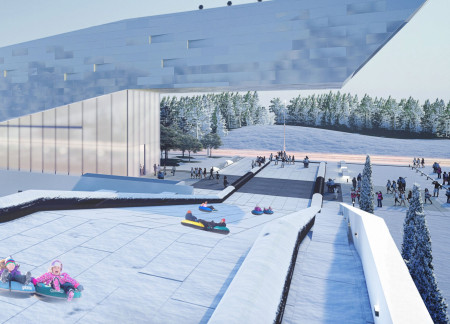Movable Canopy With Aluminum Façade Reflecting Natural Surroundings In Icelandic Visitor Center  