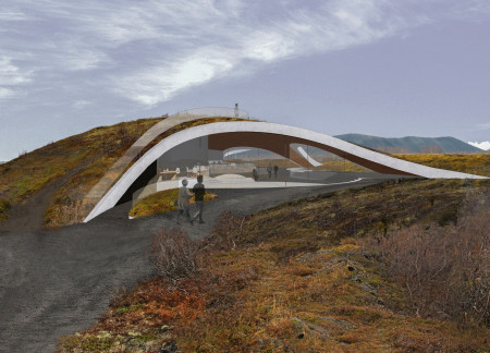 Visitor centre that harmonizes with nature through eco-concrete and charred timber cladding