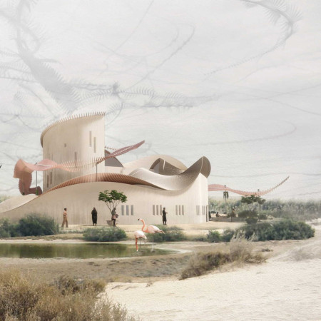 Undulating Concrete Canopy Overlooks Al Wahba Wetlands With Sustainable Misting Systems  