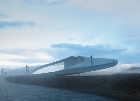 Curvilinear Concrete Structures Embracing Geothermal Energy With Expansive Glass Facades