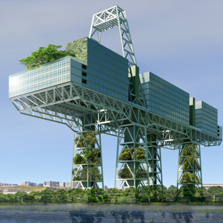 Vertical Living Spaces With Steel Frames and Rooftop Gardens Embracing Heritage Context