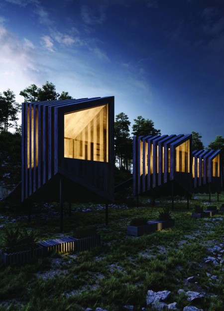 Charred Wooden Shingles and Cross-Laminated Timber Create Tranquil Retreats Amidst Nature